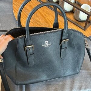 kate spade black Saffiano satchel with detachable strap
